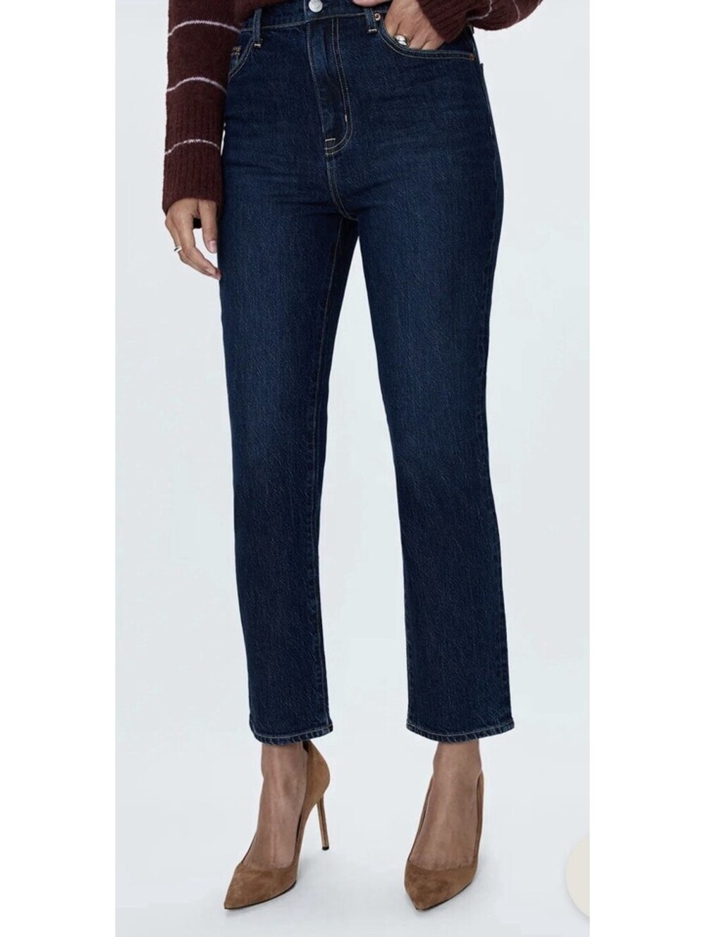Pistola Women's Bri High Rise Slim Straight Jeans Focus Size 33 x 28